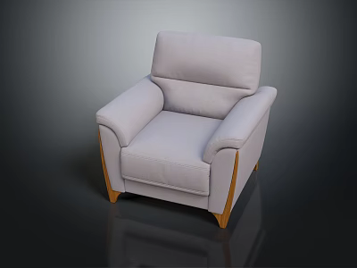 Light Gray Upholstered Single Sofa With Wooden Legs And Modern Design 3d model
