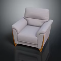 Light Gray Upholstered Single Sofa With Wooden Legs And Modern Design