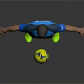 Man in Napoli Jersey White Shorts Blue Socks Green Football Boots Standing with Football