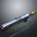 Silver Metal Weapon Barrel With Shiny Surface And Gold Tip Design 3d model