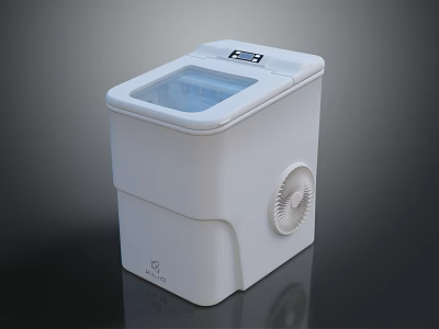 White Compact Washing Machine With Transparent Lid And Front Control Knob 3d model