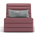 Modern Stylish Burgundy Leather Lounge Chair with Curved Design and Gray Cushion