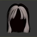 Character Hairstyle 3D Model Featuring Dark Brown And Light Pink Bangs Design
