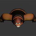 3D Animated Game Character Panda In Pilot Outfit With Goggles Orange Stripes Black Vest