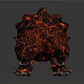 Dual Headed Lava Monster With Molten Rock Texture And Glowing Lava Body