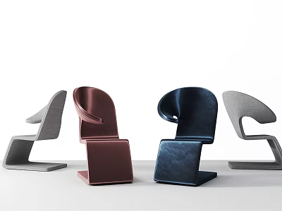 Modern Leisure Chairs With Unique Curved Design And Velvet Upholstery In Multiple Colors 3d model