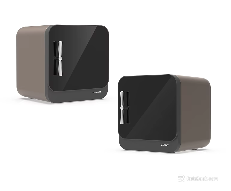 Modern Square Brown Black Refrigerators And Freezers With Glass Door Handles 3d model 