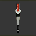 Futuristic White And Red Assault Rifle With Sleek Metallic Design And Ergonomic Grip