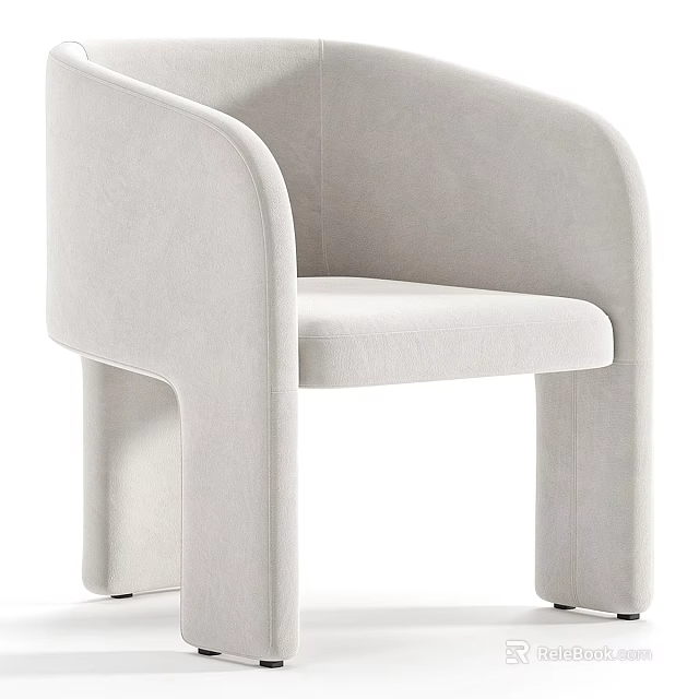 Sleek Modern Beige Upholstered Armchair With Curved Arms And Slim Legs 3d model 