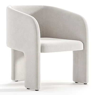 Sleek Modern Beige Upholstered Armchair With Curved Arms And Slim Legs 3d model