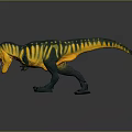 Realistic Tyrannosaurus Rex Dinosaur With Yellow Green Stripes And Red Eyes