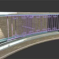 Curved Balcony Railing With Wooden Structure And Wrought Iron Decorative Patterns