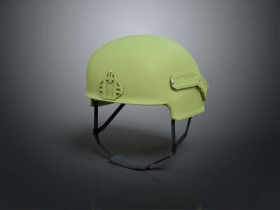 Light Green Military Protective Helmet For Personnel With Black Straps And Smooth Surface 3d model