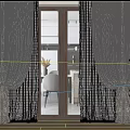 Gold Shiny Curtains With Sheer Panels For Elegant Interior Glass Door Dining Area