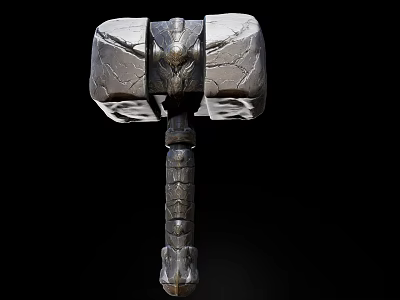 Metal Hammer As Professional Hardware Tool With Textured Head And Carved Handle 3d model