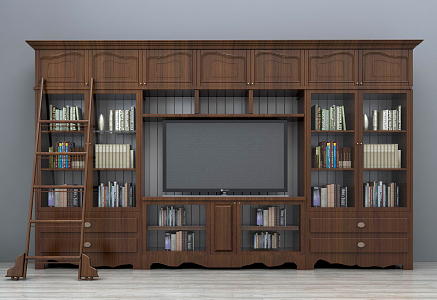 American TV Background Cabinet Bookcase TV Cabinet Combination 3d model