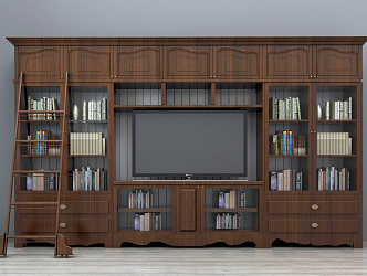 American TV Background Cabinet Bookcase TV Cabinet Combination 3d model