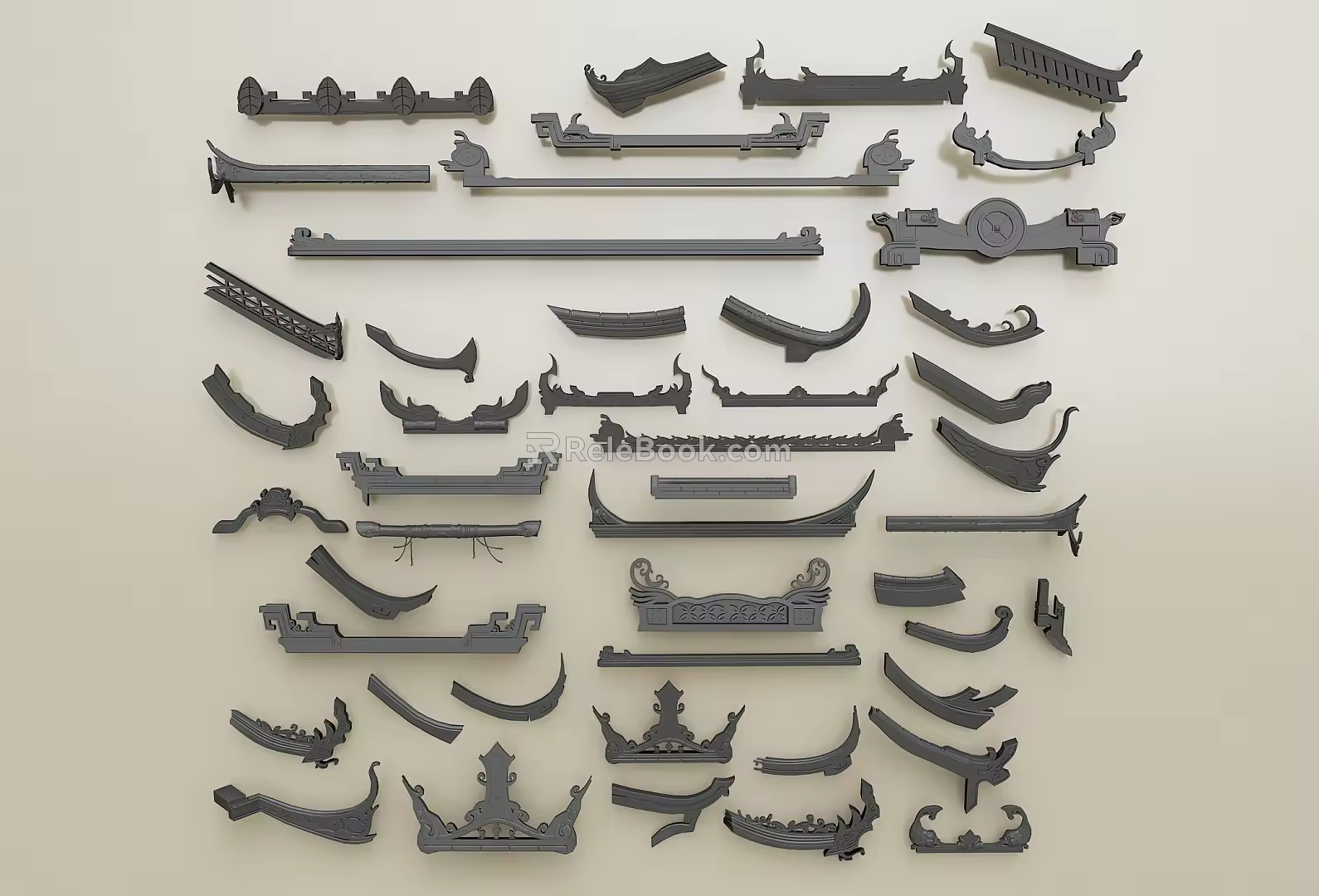 Chinese-style eaves Chinese-style eaves line eaves ridge Chinese-style component eaves tile ridge tile component Chinese-style eaves line eaves ridge flying ridge 3d model