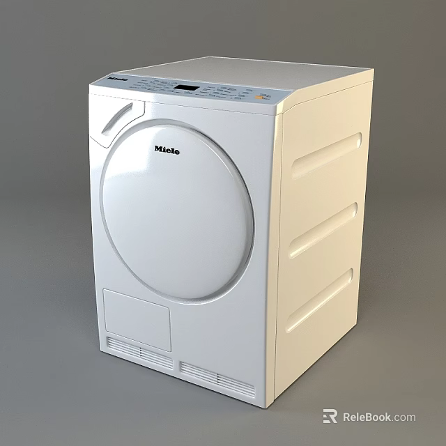 Modern Miele Front Loading White Washing Machine With Digital Control Panel 3d model 