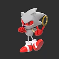 Game Hedgehog Character with Gray Body Red Eyes Red Gloves Red Shoes Holding Gold Ring