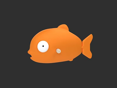Orange Fish Shaped Doll with Big Round Eyes Cute Cartoon Design for Kids Playtime Fun 3d model