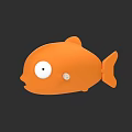 Orange Fish Shaped Doll with Big Round Eyes Cute Cartoon Design for Kids Playtime Fun