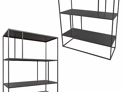 Modern Black Metal Frame Shelving Units With Multiple Storage Tiers For Home Organization 3d model