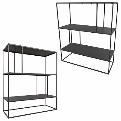 Modern Black Metal Frame Shelving Units With Multiple Storage Tiers For Home Organization 3d model