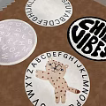 Diverse Designed Round Rugs With Alphabet Patterns Cartoon Cat And Chill Vibes Text