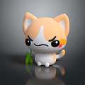 Cartoon Orange And White Cat Character With Angry Expression Green Leaf And Reflection 3d model