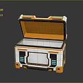 Modern Futuristic Storage Box With Open Lid Orange Interior And Green Accents