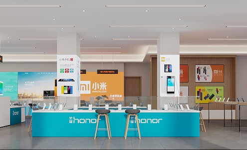 Modern mobile phone shop mobile phone business hall 3d model