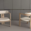 Modern Leisure Chairs With Light Wooden Frame And White Padded Seats