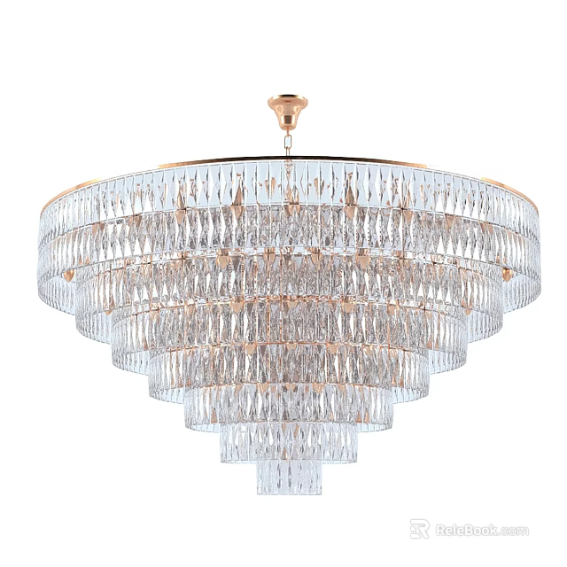 Elegant Multi Layer Crystal Chandelier With Gold Accent And Transparent Crystals 3d model