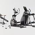 Modern Sports Equipment Including Exercise Bike Elliptical Trainer With Digital Screens And Ergonomic Design