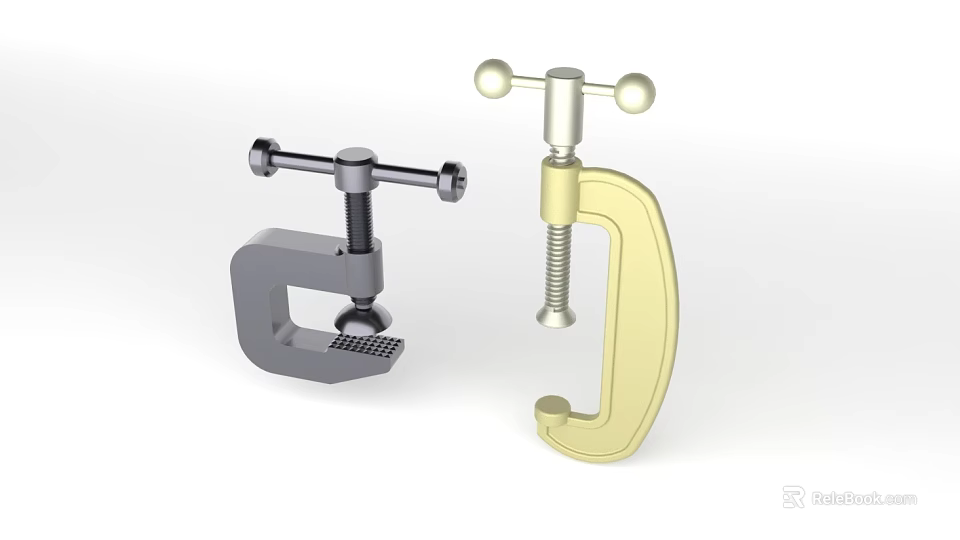 High Quality Hardware Tools Heavy Duty Adjustable C Clamps in Gray and Gold 3d model 