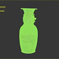 Chinese Antique Vase With Colorful Painted Intricate Figures And Double Ear Handles