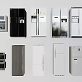 Various Styles of Refrigerators and Freezers in Black White Silver Color Designs