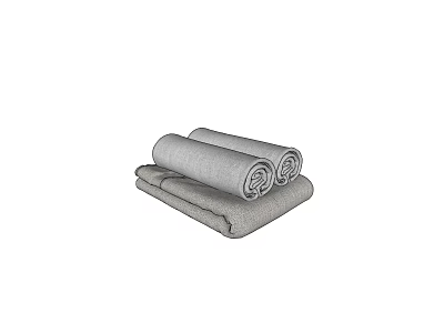 Soft Gray Towels Rolled and Folded for Bathroom Daily Use 3d model