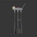 Offshore Oil Platform Building With Tall Concrete Pillars Crane Antenna And Green Roof