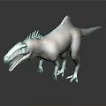 Realistic Dinosaur 3D Model with Spiked Back Open Mouth and Sharp Teeth in Dark Background
