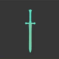 Golden Decorative Sword with Blue Hilt and Crown Pommel on Black Background