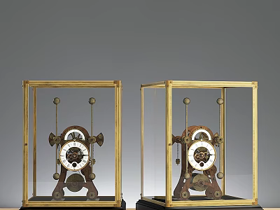 Two Glass Aquariums With Golden Frames And Black Bases Display Vintage Design 3d model