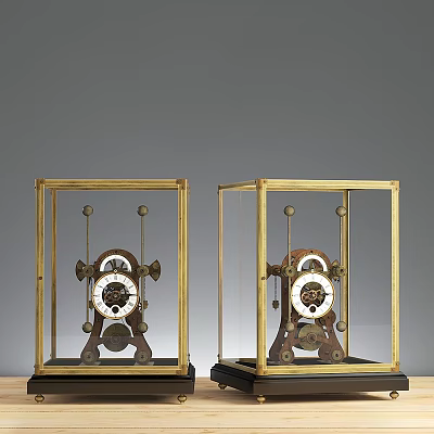 Two Glass Aquariums With Golden Frames And Black Bases Display Vintage Design 3d model