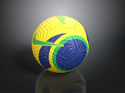 Nike Yellow Blue Green Soccer Ball With Classic Stripe Design And Durable Sports Material 3d model