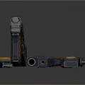 Futuristic Modern Pistol With Silver Metallic Body Wooden Grip Magazine And Ammunition