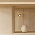 Minimalist Wooden Structure Components Featuring Triangle Wall Light And Circular Sphere 3d model