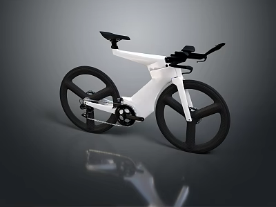 Modern Aerodynamic Bicycle With White Frame And Black Wheels Design 3d model
