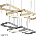 Modern Geometric Chandeliers With Gold Silver Metal Frames And Suspended LED Lighting