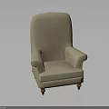 Beige Upholstered Armchair with Comfortable Armrests and Sturdy Wooden Legs for Living Room Decor